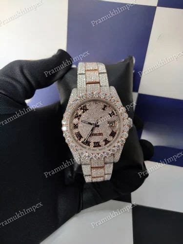 watches with fake diamonds|moissanite bust down watch.